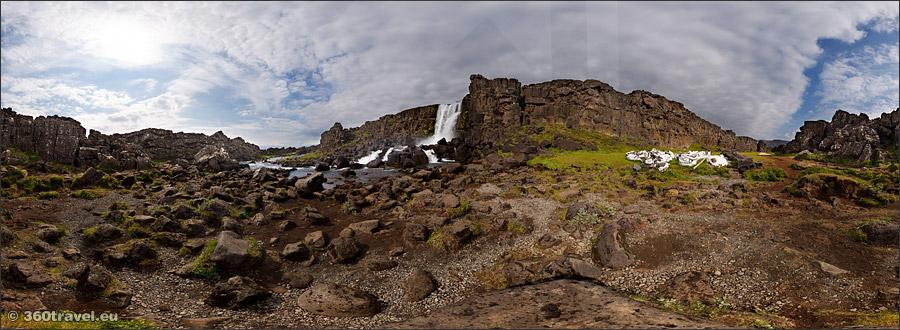 Play virtual tour - Öxarárfoss Waterfall